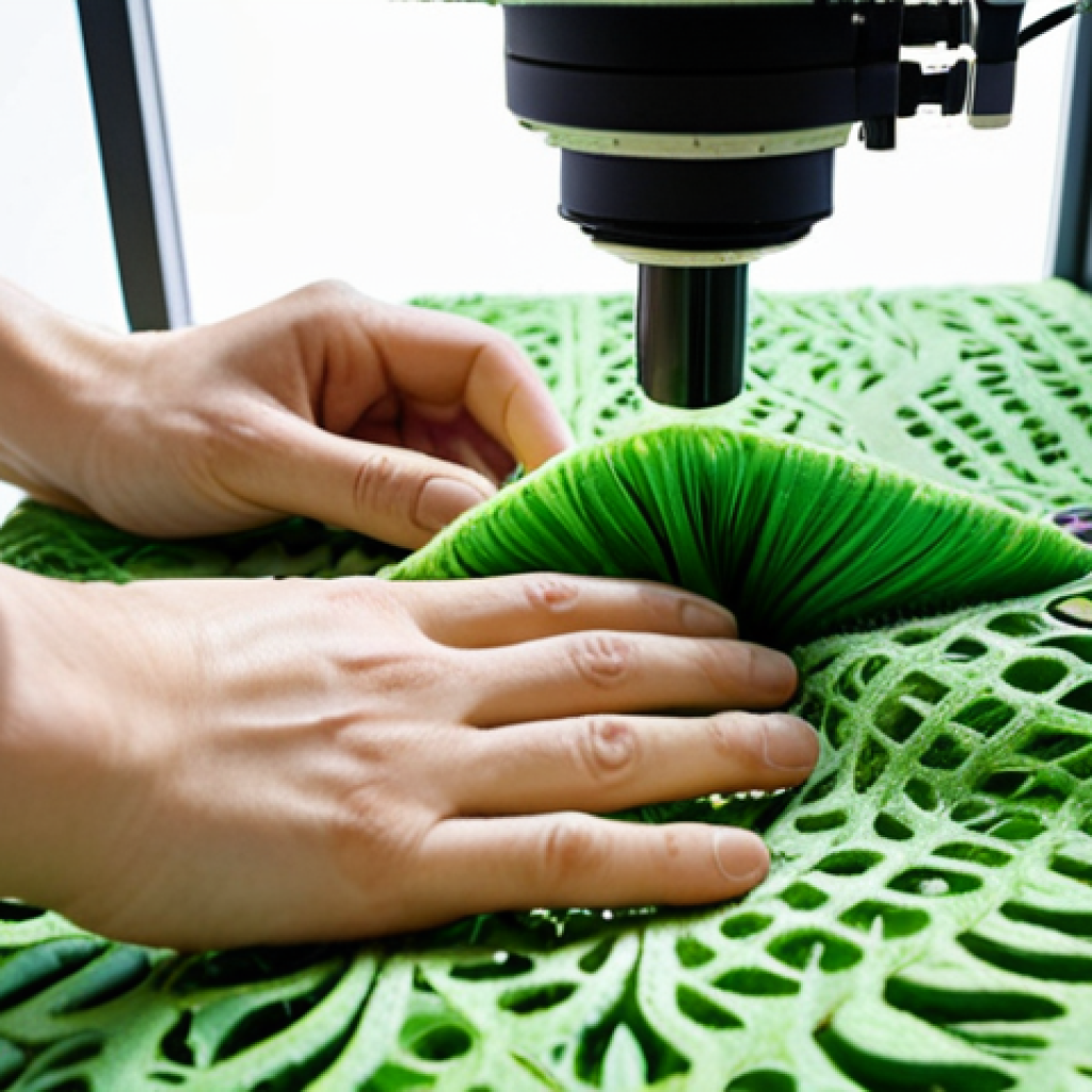 **Prompt 1: Sustainable Textile Innovation & Circularity**
    "A vibrant, cutting-edge textile innovation lab, bathed in natural light, showcasing the future of sustainable fashion. Focus on futuristic machinery processing unconventional biomaterials like pineapple fibers or algae-derived fabrics, with subtle visual elements hinting at textile recycling and circularity. The scene should exude a sense of clean technology, green energy, and meticulous research, perhaps with a designer or engineer examining a newly developed eco-fabric sample. High detail, vibrant green and natural tones, emphasizing innovation with purpose."