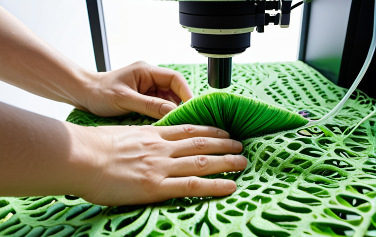 **Prompt 1: Sustainable Textile Innovation & Circularity**
"A vibrant, cutting-edge textile innovation lab, bathed in natural light, showcasing the future of sustainable fashion. Focus on futuristic machinery processing unconventional biomaterials like pineapple fibers or algae-derived fabrics, with subtle visual elements hinting at textile recycling and circularity. The scene should exude a sense of clean technology, green energy, and meticulous research, perhaps with a designer or engineer examining a newly developed eco-fabric sample. High detail, vibrant green and natural tones, emphasizing innovation with purpose."