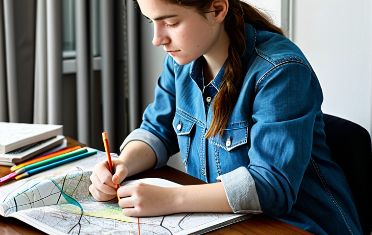 Textile Design Student - Study Session**
A young, fully clothed student in a bright, modern apartment, surrounded by fabric samples, design sketches, and a textbook. She's working on a map of textile terminology, highlighting key concepts with colorful markers. The scene is well-lit, capturing the focus and determination of the student. Appropriate attire, safe for work, professional, natural proportions, well-formed hands.
**
