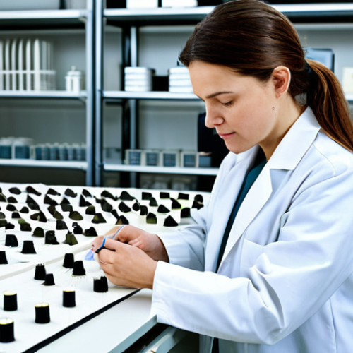 Home 25 Textile Sustainability Focus**
A professional female engineer in a fully clothed lab coat, inspecting organic cotton samples in a bright, modern textile research facility. The background includes advanced fiber analysis equipment. Safe for work, appropriate content, fully clothed, professional, perfect anatomy, correct proportions, well-formed hands, proper finger count, natural pose, high quality.
**