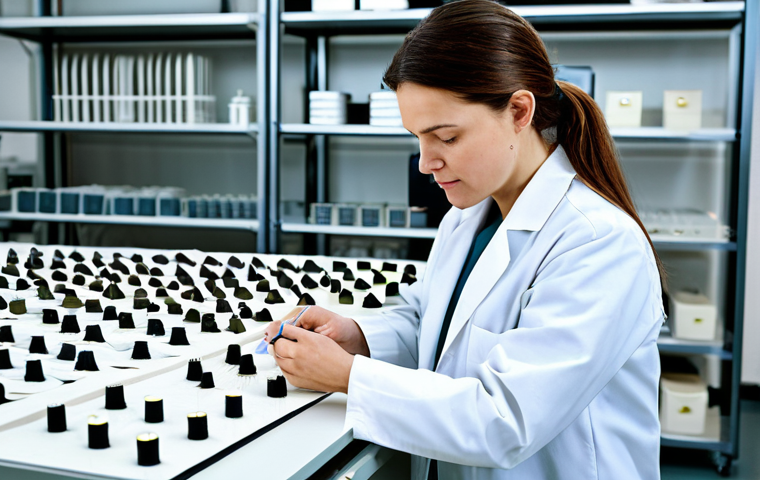 Textile Sustainability Focus**

A professional female engineer in a fully clothed lab coat, inspecting organic cotton samples in a bright, modern textile research facility. The background includes advanced fiber analysis equipment. Safe for work, appropriate content, fully clothed, professional, perfect anatomy, correct proportions, well-formed hands, proper finger count, natural pose, high quality.

**