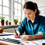 섬유기사와 자격증 취득의 가치 - Sustainable Textile Design**

A fashion designer in a brightly lit studio, sketching designs with su...