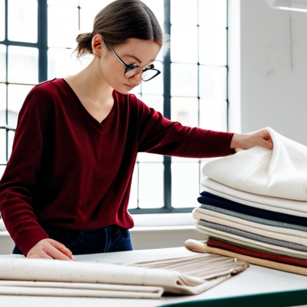 섬유기사 자격증 취득 후 커리어 패스 - **Sustainable Fashion Designer in Action:**
    A vibrant, sunlit textile studio in a city reminisce...