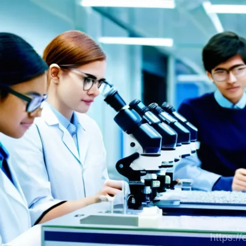 섬유기사 취득을 위한 효율적인 방법 - **Prompt 1: Modern Textile Engineering Lab**
"A diverse group of five young adult textile engine...