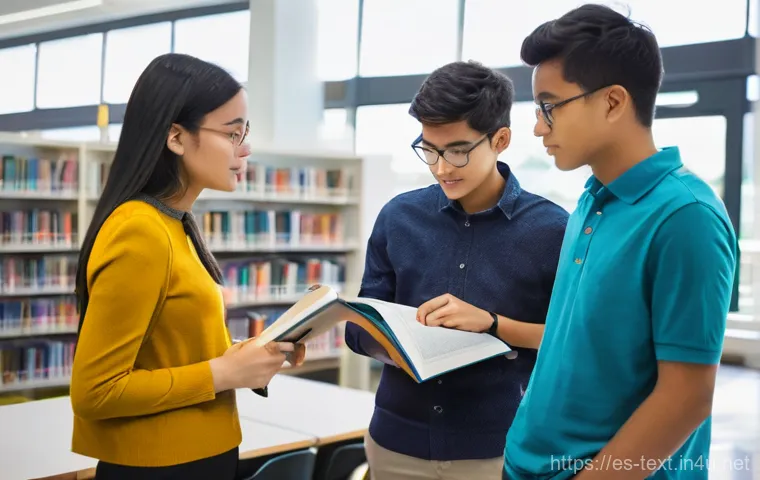 섬유기사 교재 선택 요령 - **Prompt:** A diverse group of young adult textile engineering students, dressed in comfortable yet ...