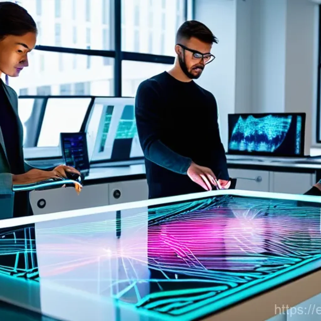 섬유기사 자격증과 관련 직업군의 특징 - **Prompt 1: Futuristic Smart Textile Lab**
    "A vibrant, high-tech textile research laboratory bus...