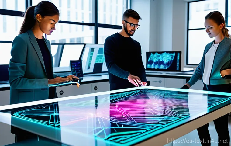 섬유기사 자격증과 관련 직업군의 특징 - **Prompt 1: Futuristic Smart Textile Lab**
"A vibrant, high-tech textile research laboratory bus...