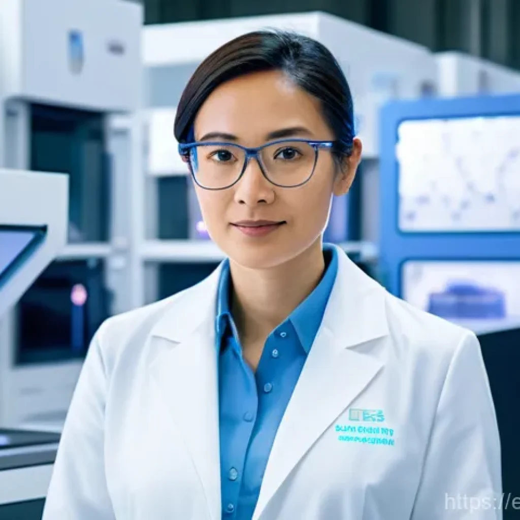 섬유기사 자격증 취득 후의 이점 - **Prompt:** A visionary female textile engineer, in her early 30s, stands confidently in a brightly ...