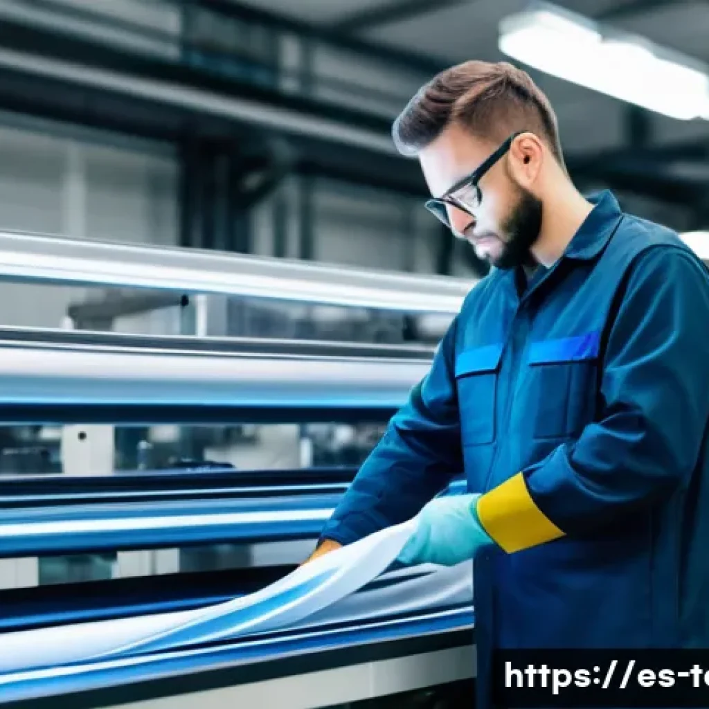 섬유기사 자격증의 실질적 장점 - A professional textile technician working confidently in a modern textile factory, wearing clean, pr...