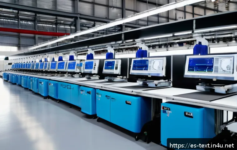섬유기사와 직업적 성공 방법 - A modern textile factory interior showcasing advanced technology integration: robotic arms and autom...